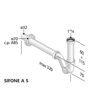 SIFONE OMP A S DA 11/4 IN ABS CROMATO PER LAVABO E BIDET