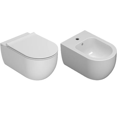 VENDITA COPPIA SANITARI VASO BIDET E COPRIVASO RALLENTATO GLOBO MODE SOSPESI SENZABRIDA