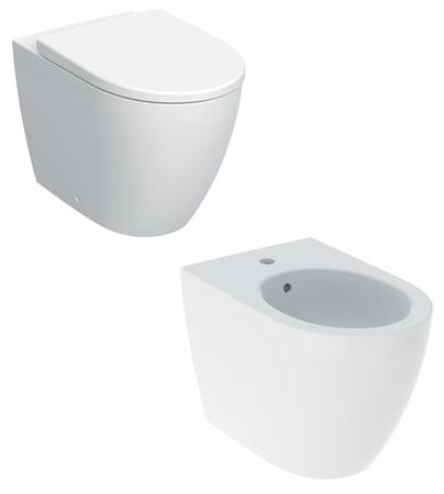 VENDITA COPPIA SANITARI VASO BIDET E COPRIVASO RALLENTATO GEBERIT ICON A TERRA RIMFREE