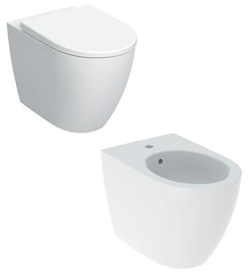 VENDITA COPPIA SANITARI VASO BIDET E COPRIVASO RALLENTATO GEBERIT ICON A TERRA RIMFREE