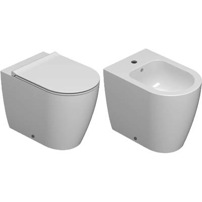 VENDITA COPPIA SANITARI VASO BIDET E COPRIVASO RALLENTATO GLOBO MODE A TERRA SENZABRIDA