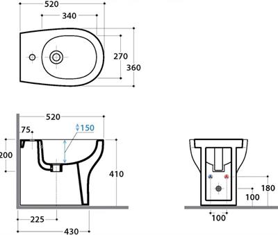 Bidet globo grace gr011 bianco lucido a terra