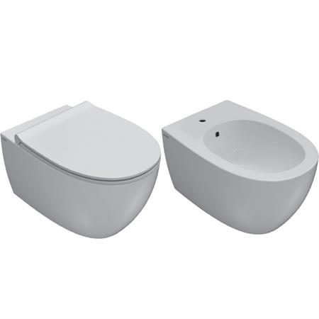 VENDITA COPPIA SANITARI VASO BIDET E COPRIVASO RALLENTATO GLOBO 4ALL SOSPESI 54X36 SENZABRIDA