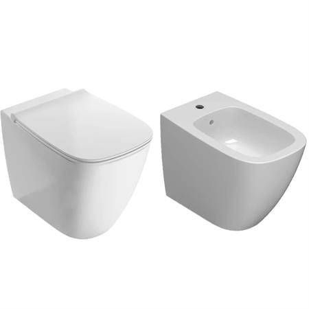 Coppia sanitari vaso bidet e coprivaso rallentato globo genesis a terra senzabrida