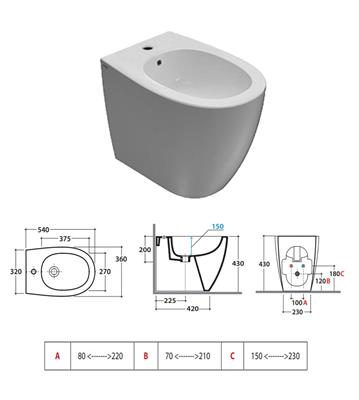 Bidet globo md011 4all 54x36 bianco lucido a terra