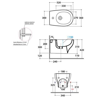 Coppia sanitari vaso bidet e coprivaso tradizionale globo grace sospesi senzabrida