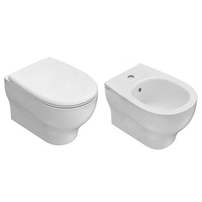 VENDITA COPPIA SANITARI VASO BIDET E COPRIVASO RALLENTATO GLOBO GRACE SOSPESI SENZABRIDA