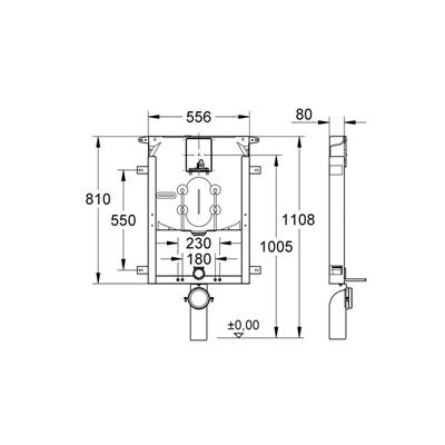 Cassetta da incasso grohe uniset 8 cm con placca bianca e canotto